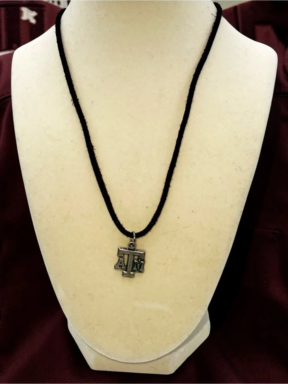 Texas A&M Aggies NCAA Logo Pewter Pendant Black Cord Necklace